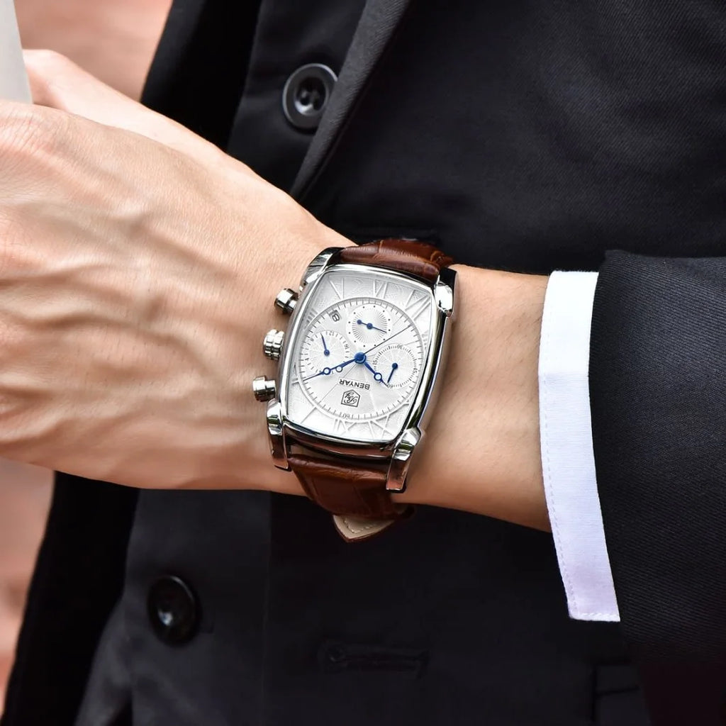 vastara relogio masculino s es chronograph leather military sport rectangle watch 6 - classic unisex timepiece with