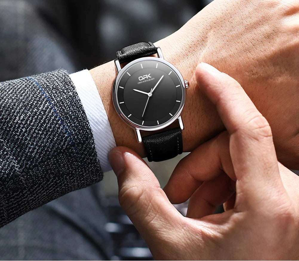 vastara men’s casual leather watch – waterproof quartz luminous watch detail - quartz movement movement, waterproof,