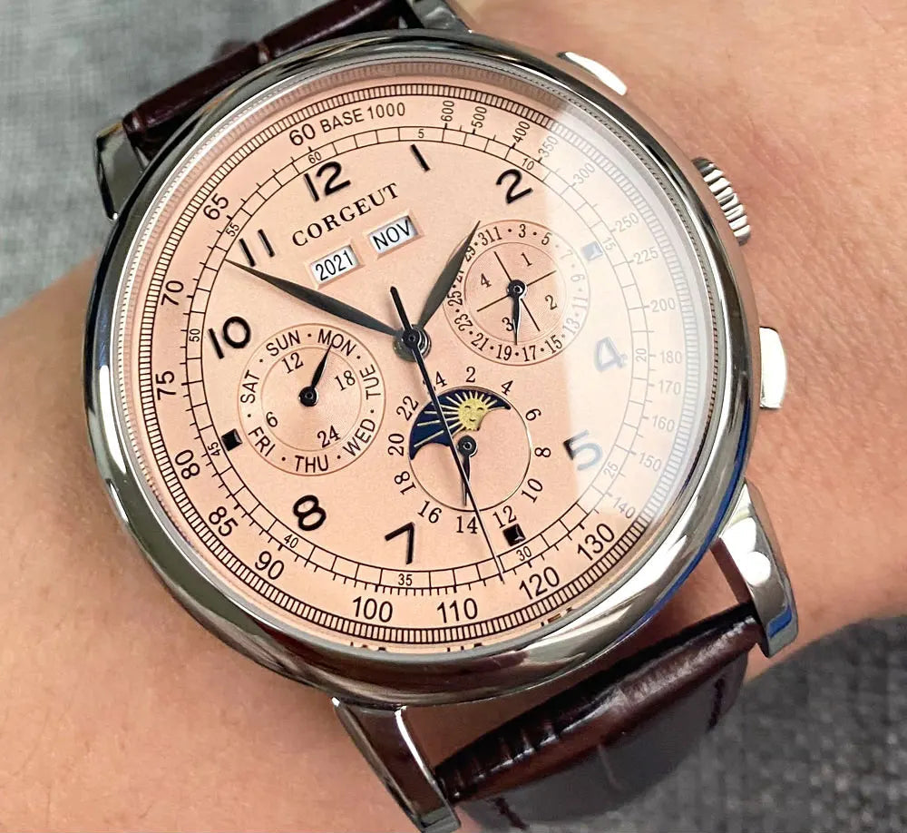 vastara - corgeut horizonmaster 42mm automatic calendar watch for men watch 29 - casual unisex timepiece with stainless