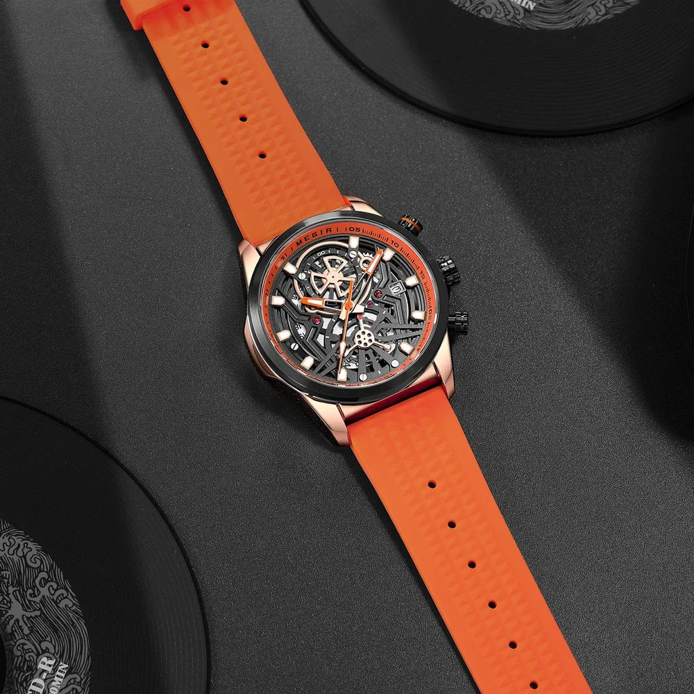 vastara sport chronograph with auto date luminous hands watch detail - reliable movement, chronograph, waterproof modern