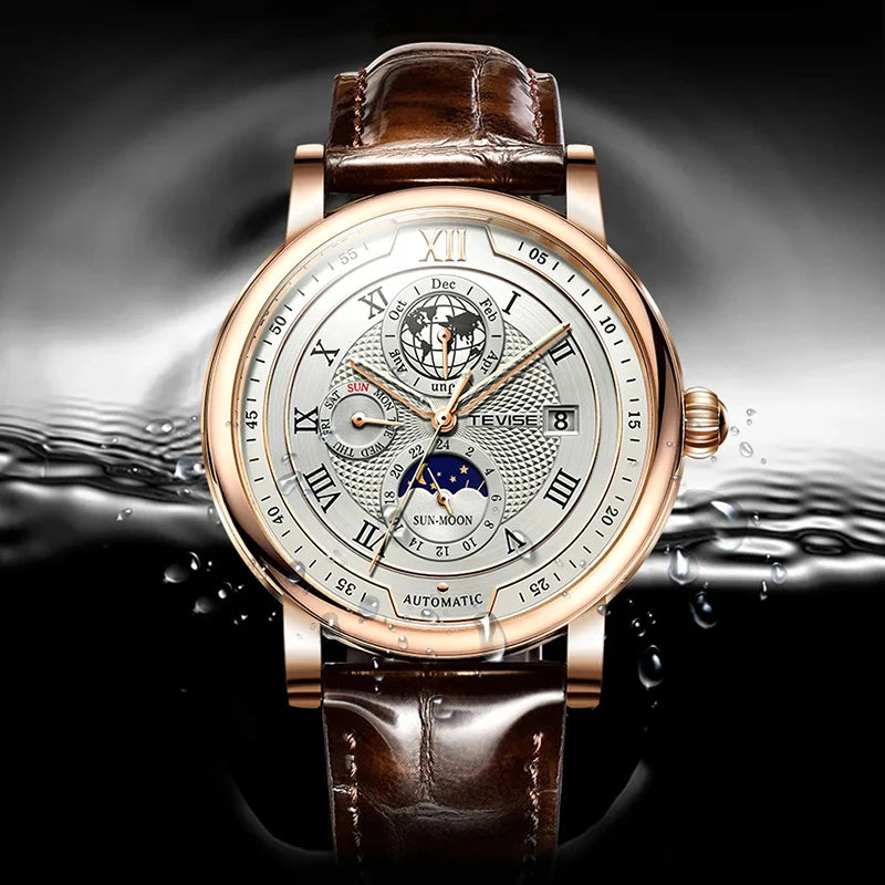 vastara lige tevise genuine leather with genuine leather watch detail - reliable movement, stainless steel, waterproof