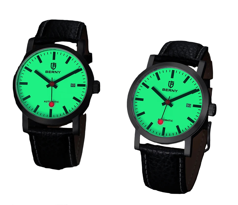 vastara berny for self-wind sappire miyota luminous railroad watch 10 - casual unisex timepiece with stainless steel (USA)