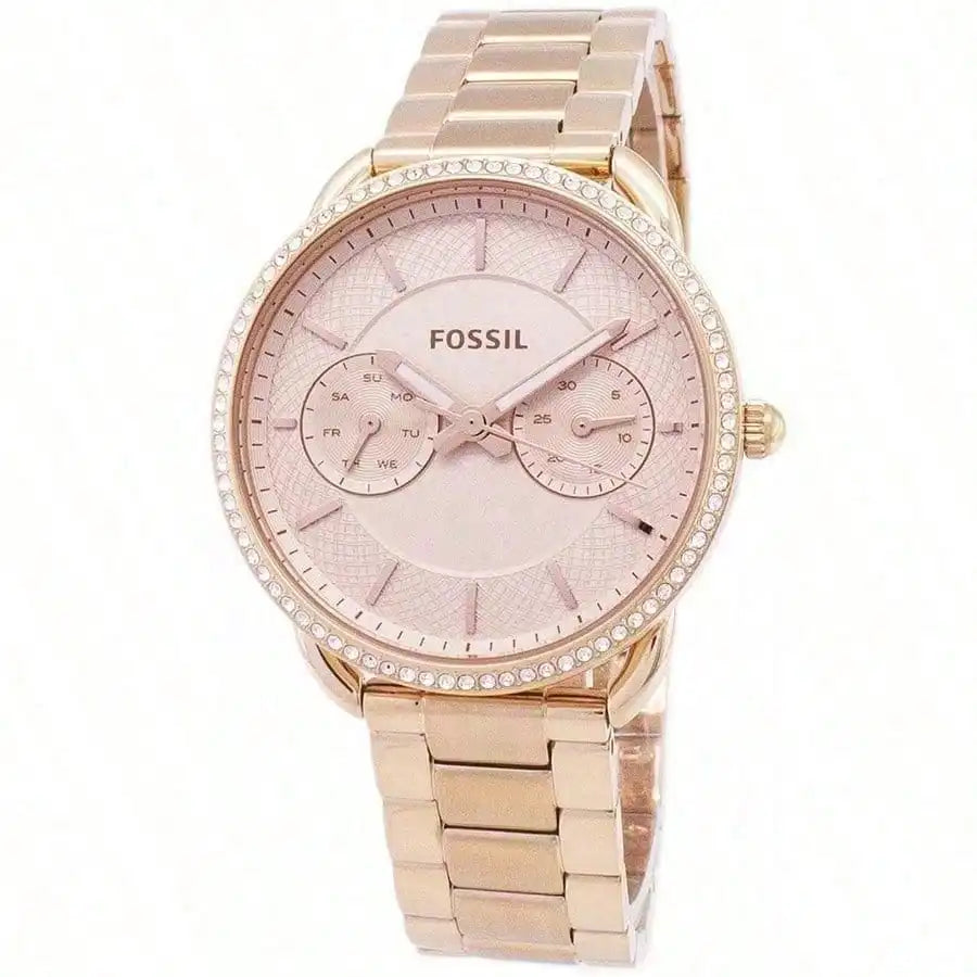 unisex casual watch vastara - fossil women's round quartz watch - stainless steel three pointer - daily wear timepiece with