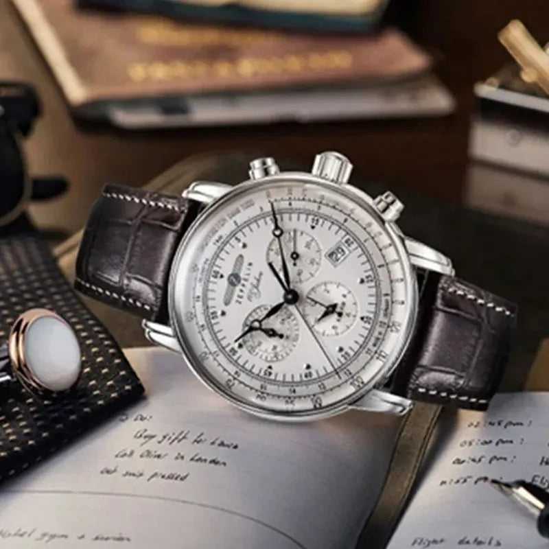 vastara s leather band zeppelin airship business - genuine leather genuine leather watch 11 - business unisex timepiece with