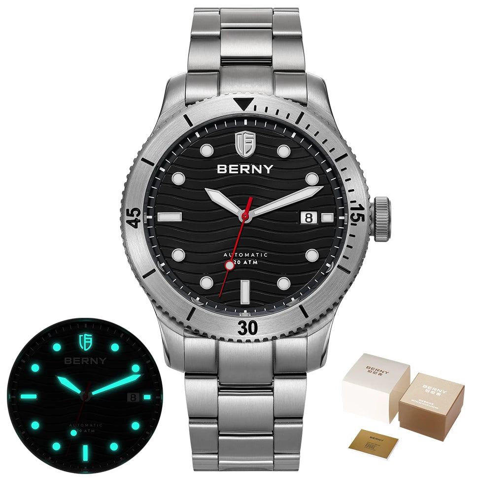 vastara berny diver for pt5000 luminous sapphire lens sport swimming diving watch 30 - classic unisex timepiece with