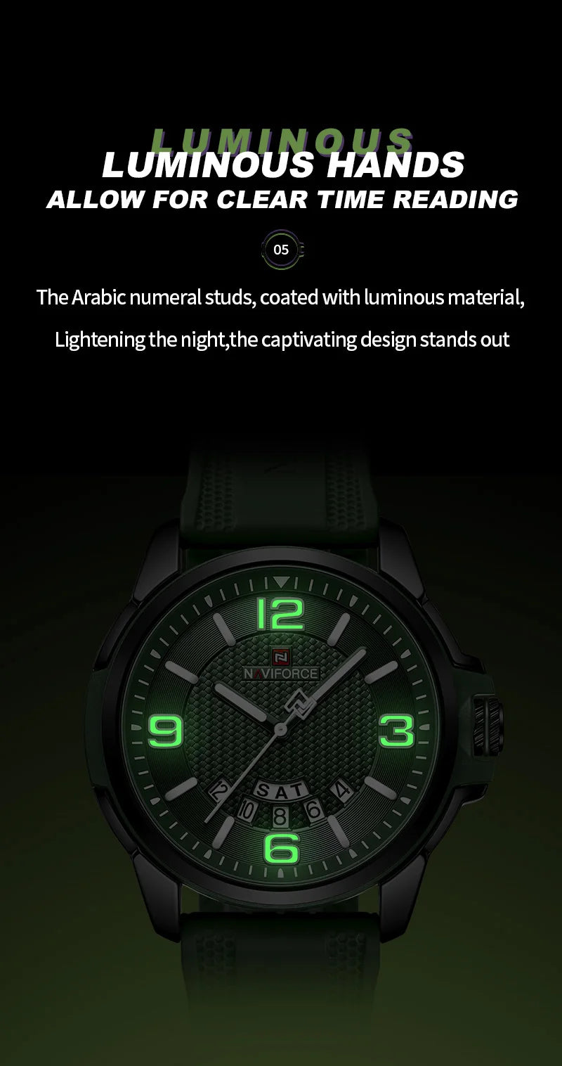 vastara original naviforce for silicone strap business classic wrist es date clock silicone with silicone watch 18 -