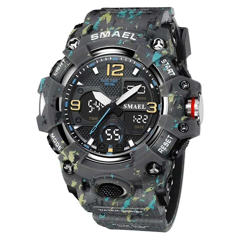 vastara sport military for alarm clock stop led digital back light dual time display 8008 's watch 60 - modern unisex