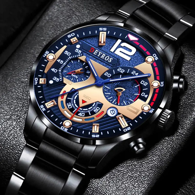 Fashion Mens Stainless Steel Watches Luxury Quartz - Luxury Watch with precision timepiece