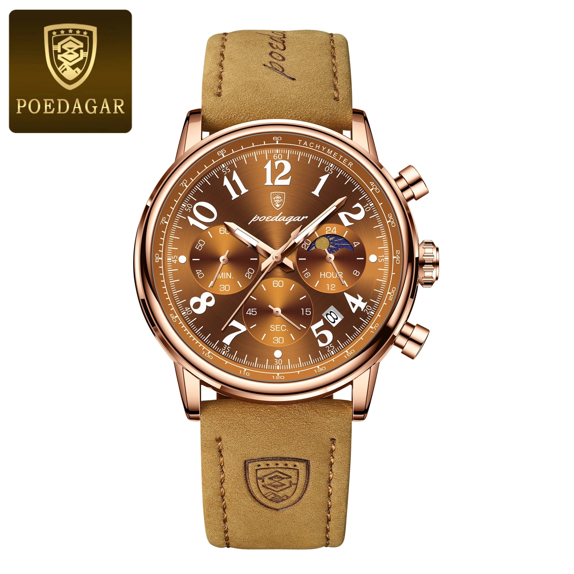 vastara genuine leather chronograph poedagar military sports for watch 28 - sports unisex timepiece with chronograph (USA)
