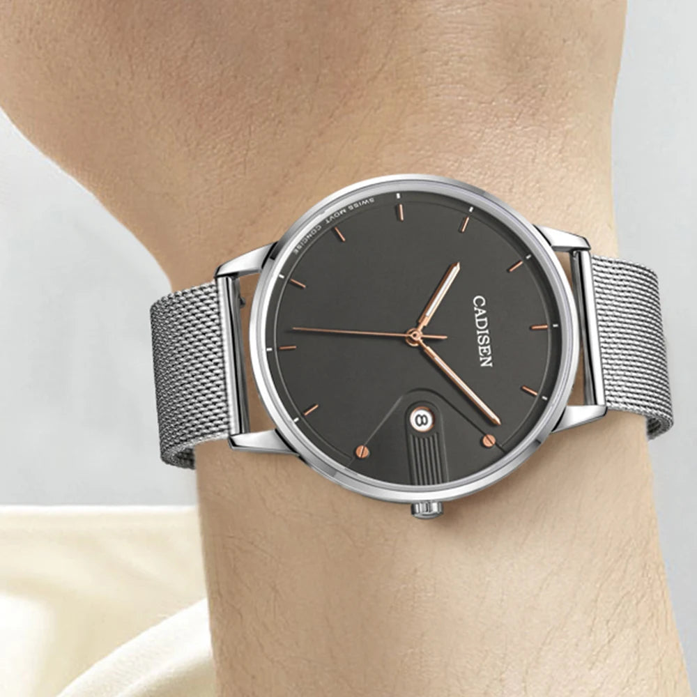 vastara - cadisen men’s sapphire quartz watch with milano mesh strap watch 6 - casual luxury timepiece timepiece with