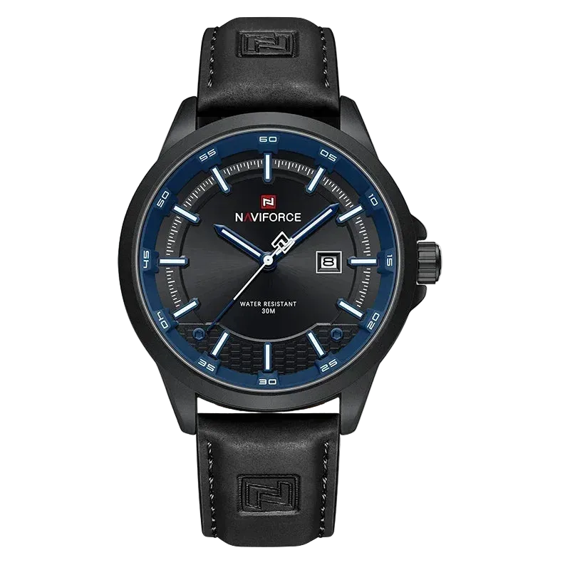 vastara naviforce classic alloy case leather band es business calendar clock gift reloj hombre watch 26 - business unisex