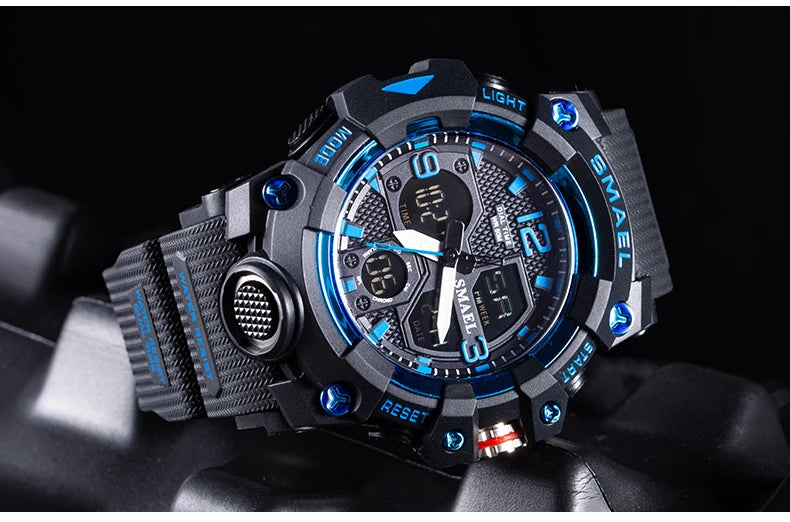 vastara sport military for alarm clock stop led digital back light dual time display 8008 's watch 43 - modern unisex