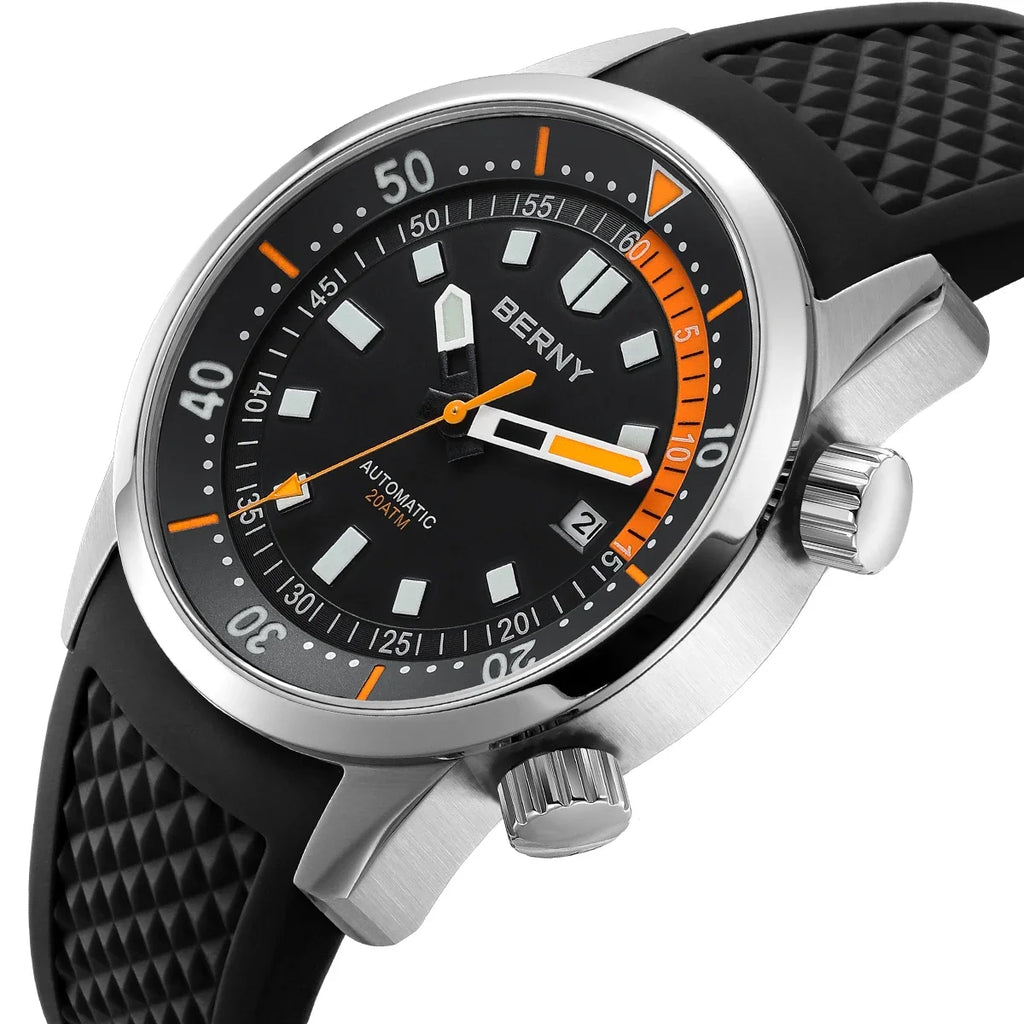 VASTARA vastara - berny professional dive watch 200m unisex timepiece - waterproof stainless steel watch (USA)