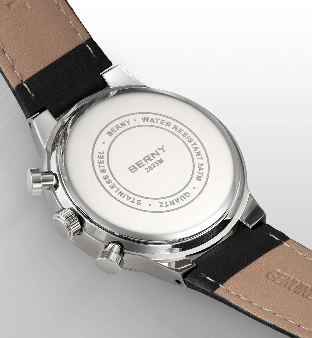 vastara berny chronograph sports for sapphire retro leather watch 19 - casual unisex timepiece with chronograph (USA)