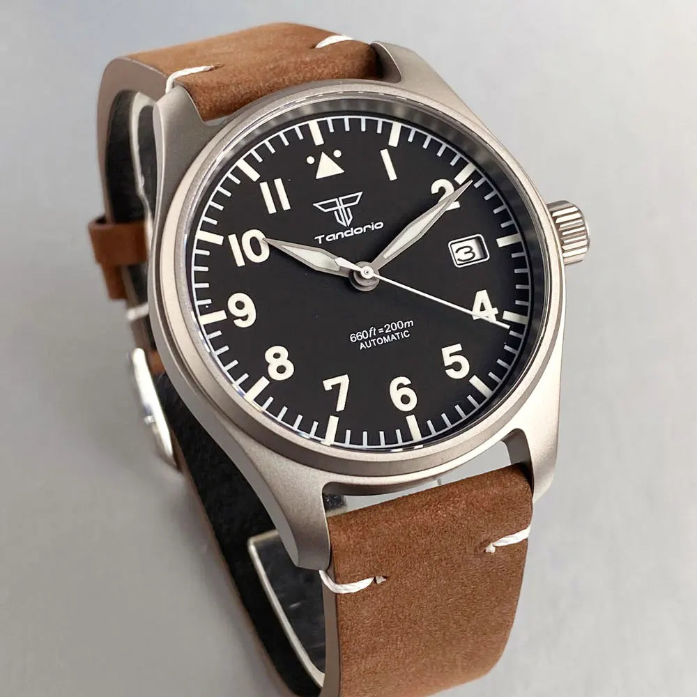 Tandorio mm Titanium Case Titanium Hands Pilot - Product Image 4
