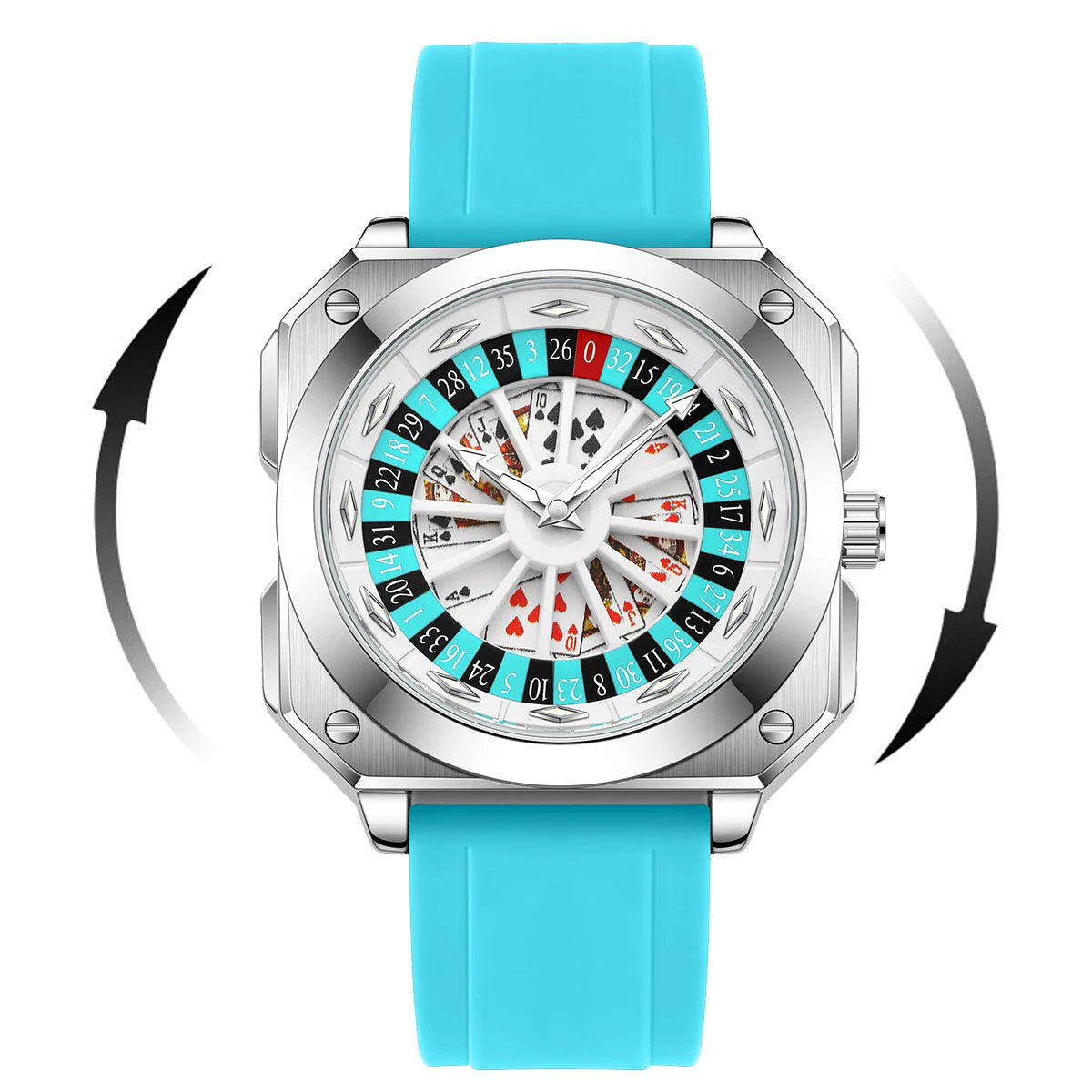 2025 New Mens Roulette Watch VA VA VOOM Brand Original Sports Style Fashion Silicone Strap Night Light Square Gift Watch f...
