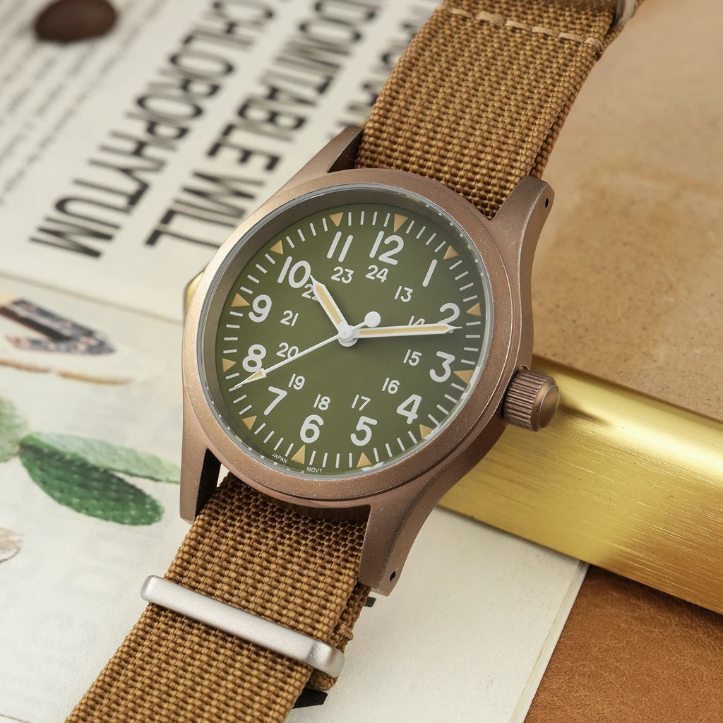 vastara - militado vintage field watch sweep second quartz watch 24 - casual luxury timepiece timepiece with waterproof (USA)