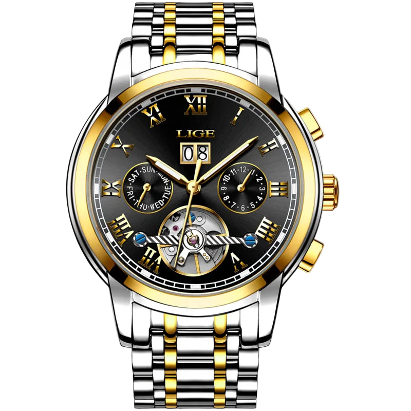 vastara - aeternum automatic mechanical moon phase leather watch for watch 12 - elegant unisex timepiece with waterproof