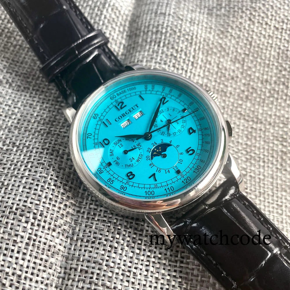 vastara - corgeut horizon master moonphase automatic watch watch 48 - casual unisex timepiece with stainless steel (USA)