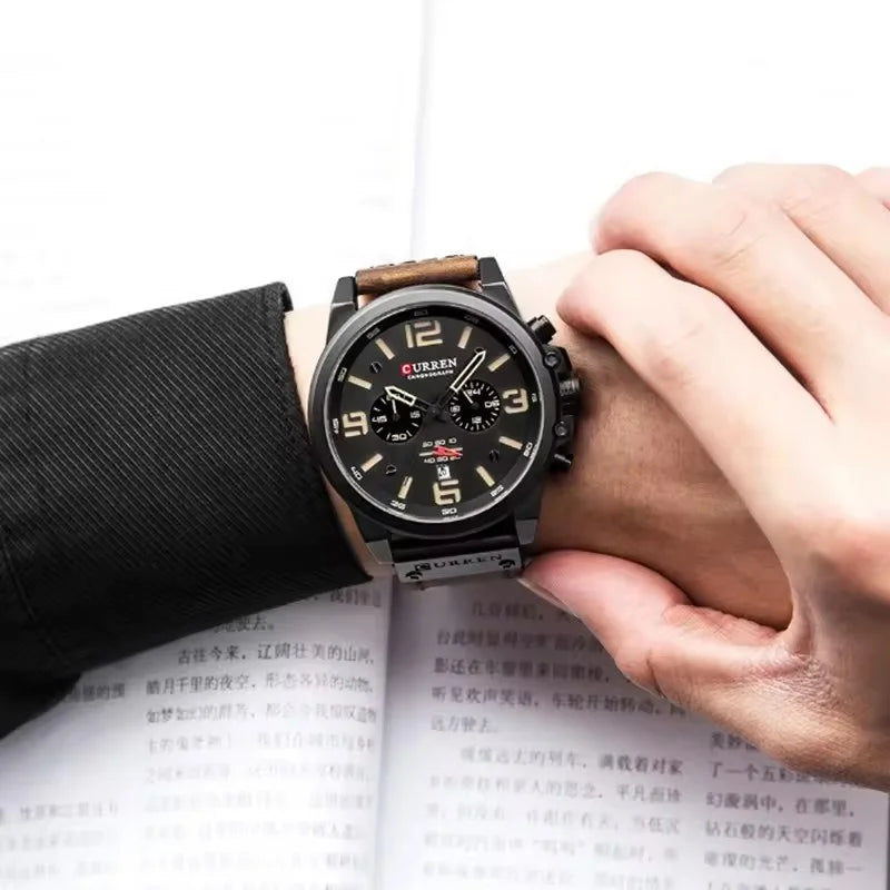 vastara 8314 's sports calendar 's military leather 's clock relogio masculino watch detail - reliable movement,