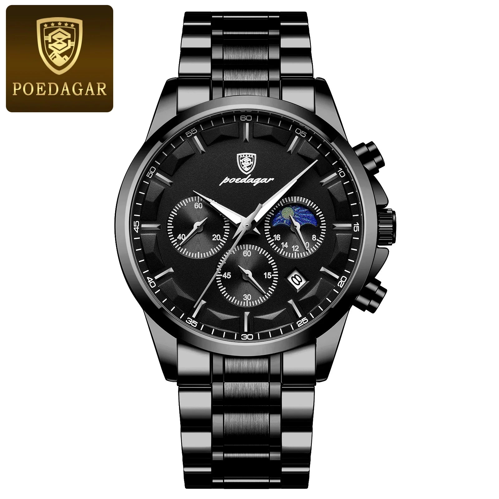 vastara genuine leather chronograph poedagar sports watch 14 - sports unisex timepiece with chronograph (USA)