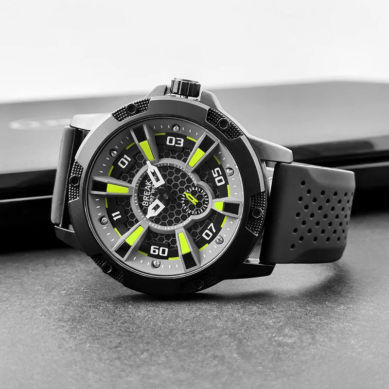 VASTARA vastara break casual sport es rubber strap military reloj unisex timepiece - stainless steel stainless steel watch