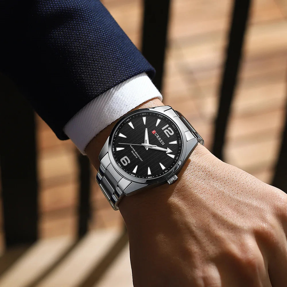 vastara 8434 's night light business stainless steel strap s gift reloj hombre watch 22 - business unisex timepiece with