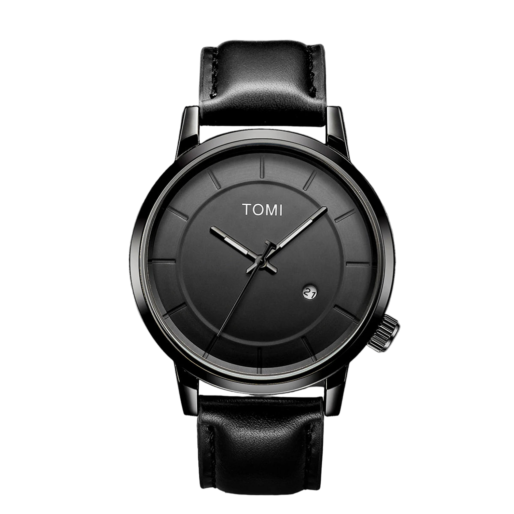 vastara men’s business watch – luxury quartz original design - formal unisex watch with quartz in neutral leather band (USA)