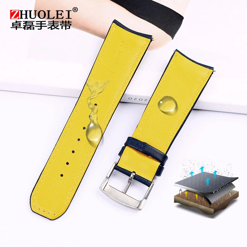 unisex classic watch vastara genuine leather for citizen blue angel radio wave at8020 54l - daily wear timepiece with blue