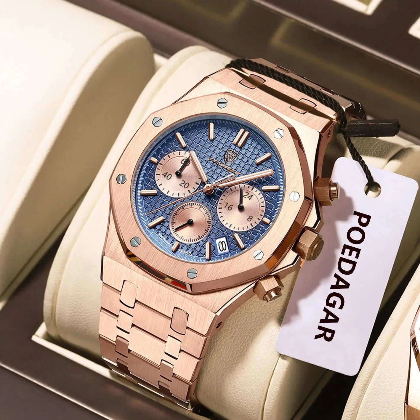 VASTARA vastara chronograph poedagar s es stainless steel date unisex timepiece - chronograph stainless steel watch (USA)