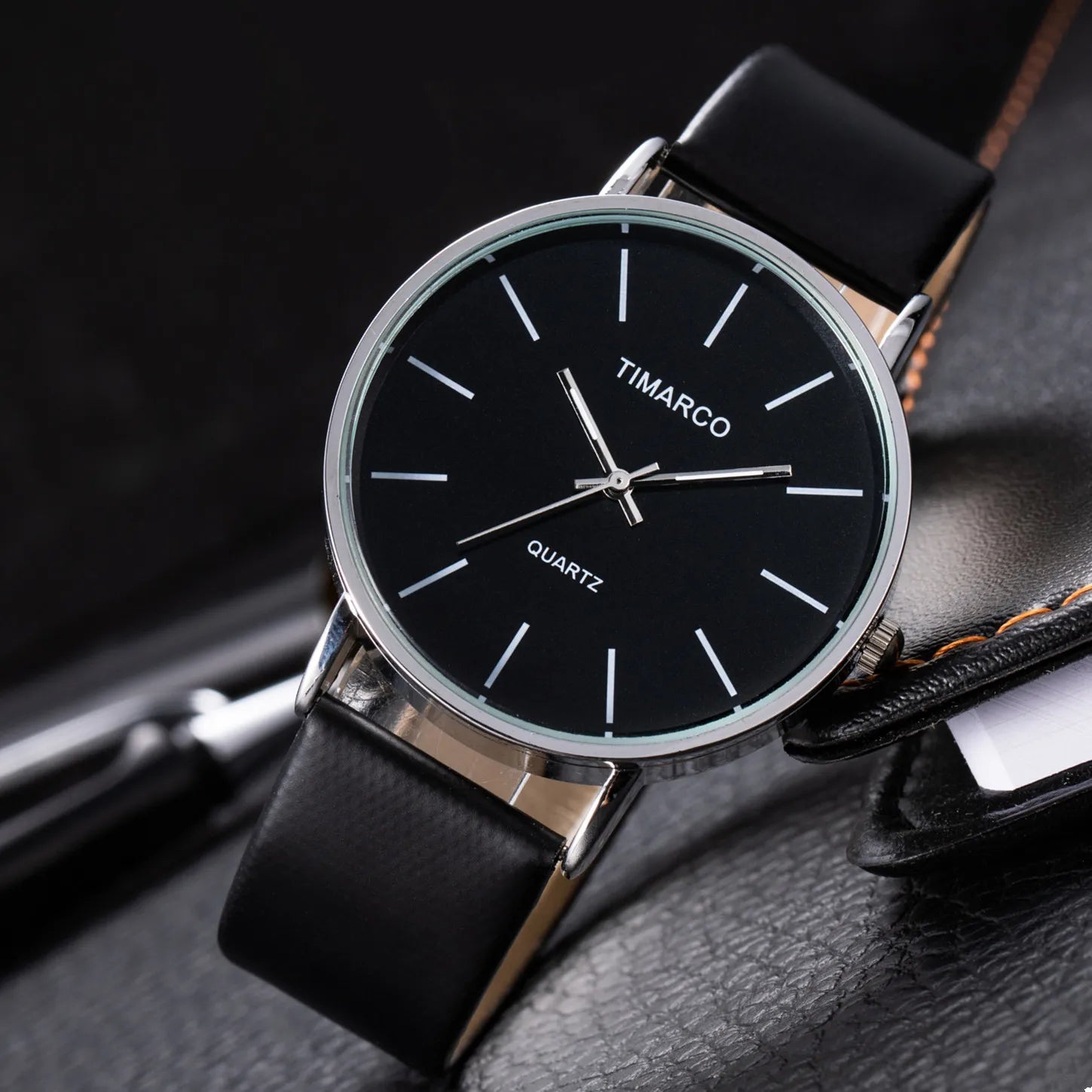 vastara - lunare minimalist leather quartz watch watch detail - quartz movement movement, waterproof, waterproof elegant