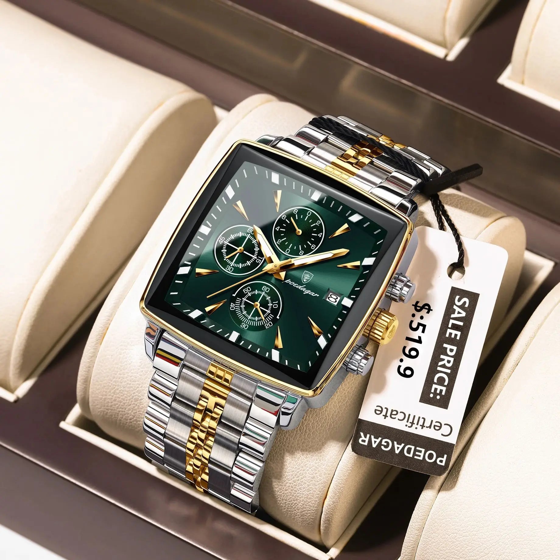 VASTARA vastara chronograph poedagar luminous - chronograph design unisex timepiece - chronograph stainless steel watch (USA)