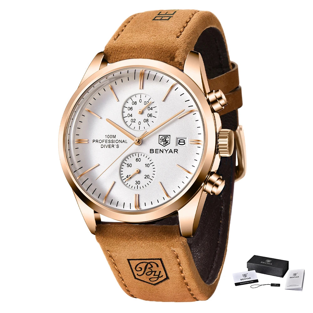 vastara chronograph luxury30m chronograph leather clock relojes hombre - japanese - japanese chronograph - surgical-grade