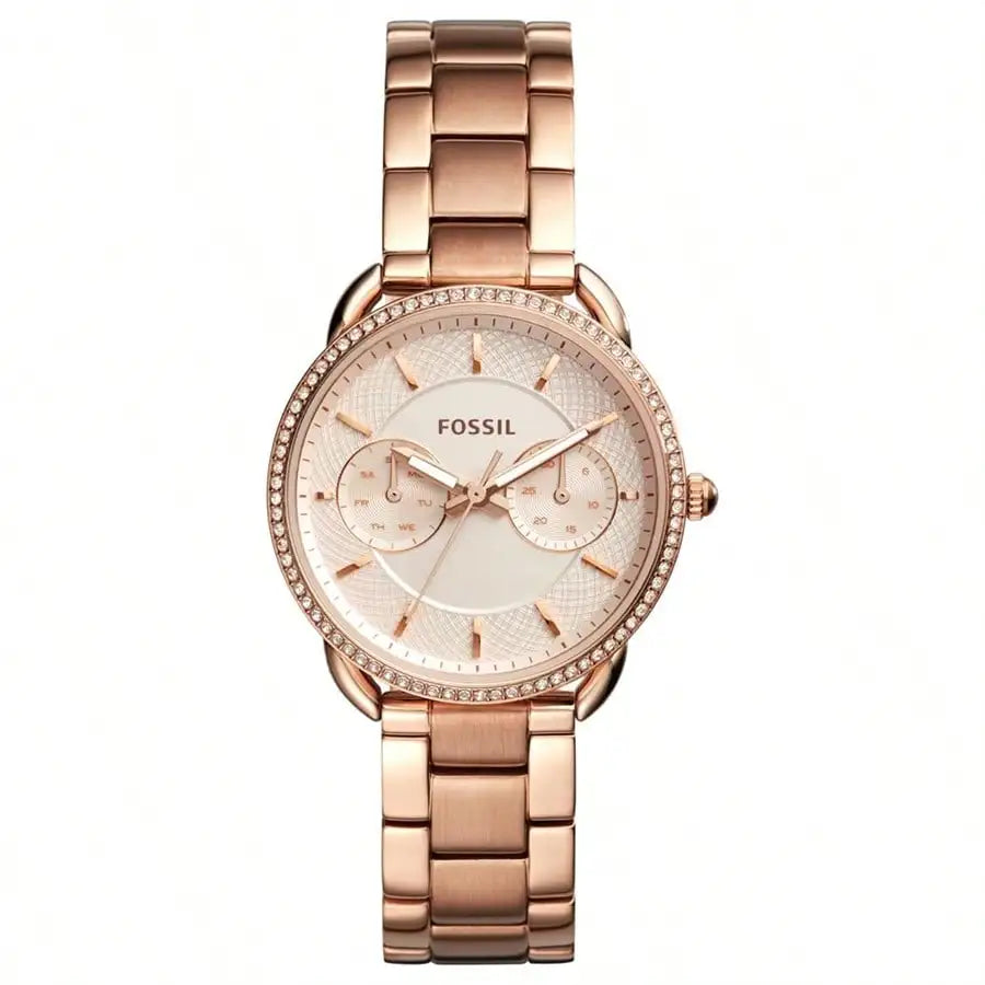 vastara - fossil women's round quartz watch - stainless steel three pointer - casual unisex watch with stainless steel in