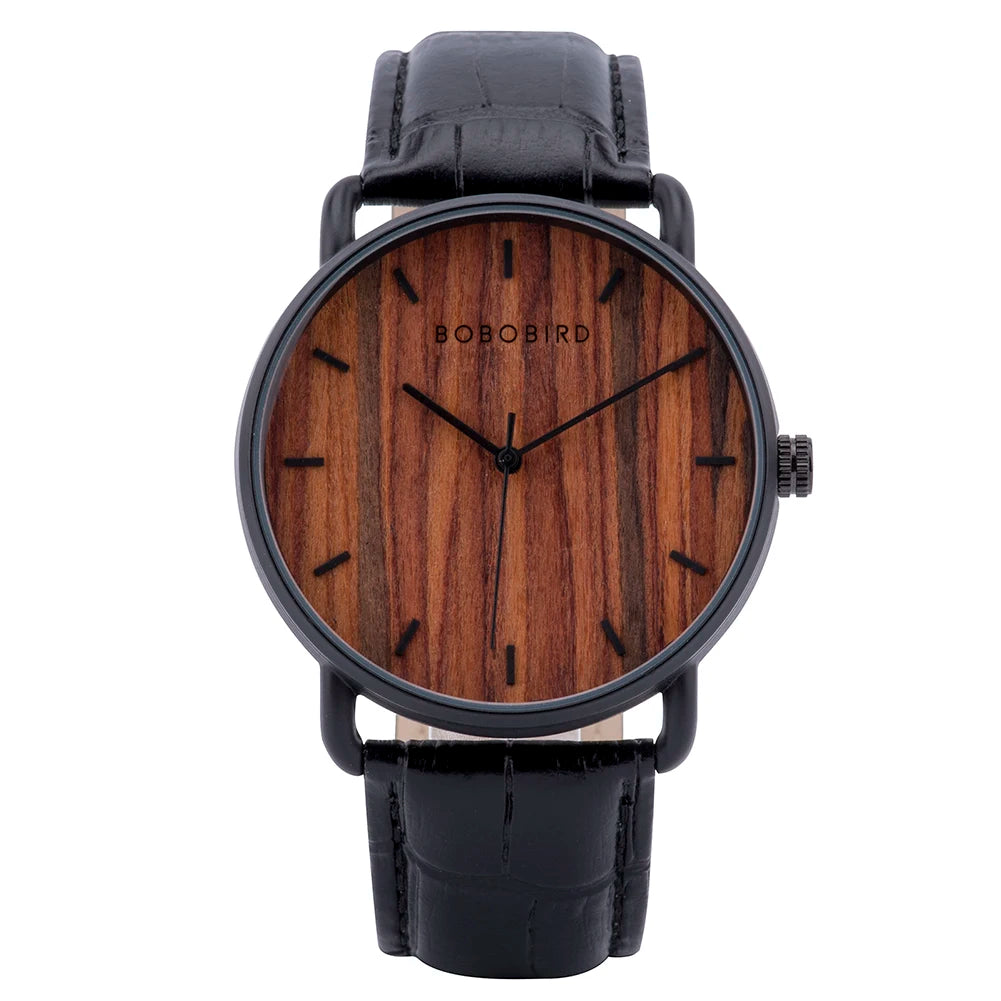 vastara bobo bird men’s wooden watch watch 43 - classic unisex timepiece with stainless steel (USA)