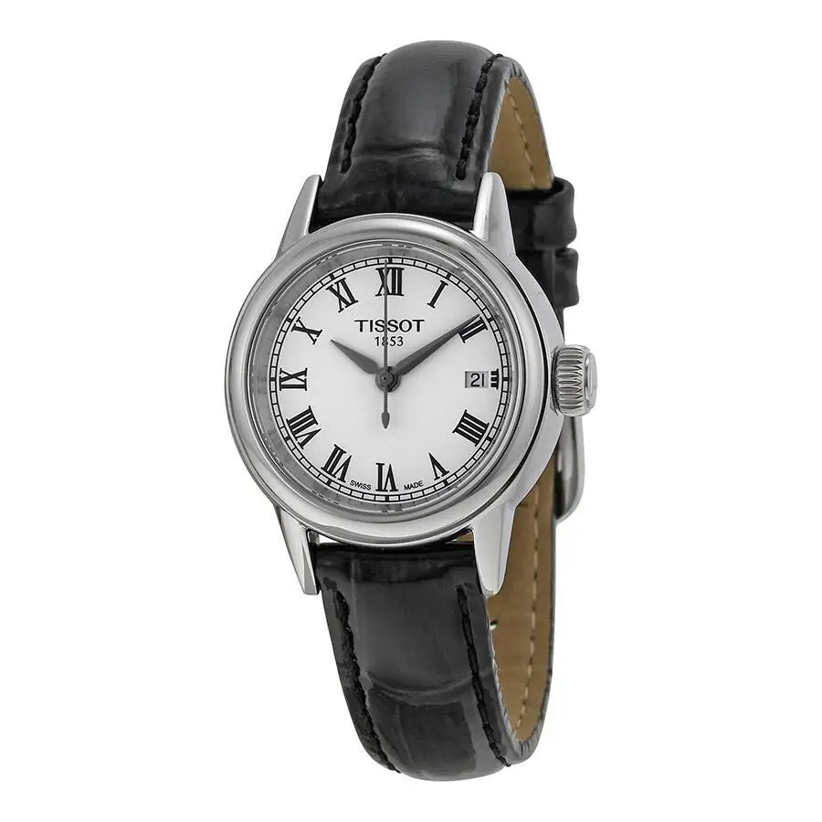 Tissot | Carson White Dial Black Leather Ladies - Leather Strap with genuine leather