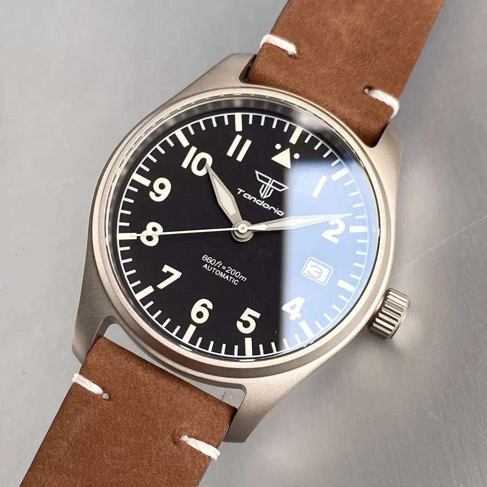 Tandorio mm Titanium Case Titanium Hands Pilot - Product Image 5