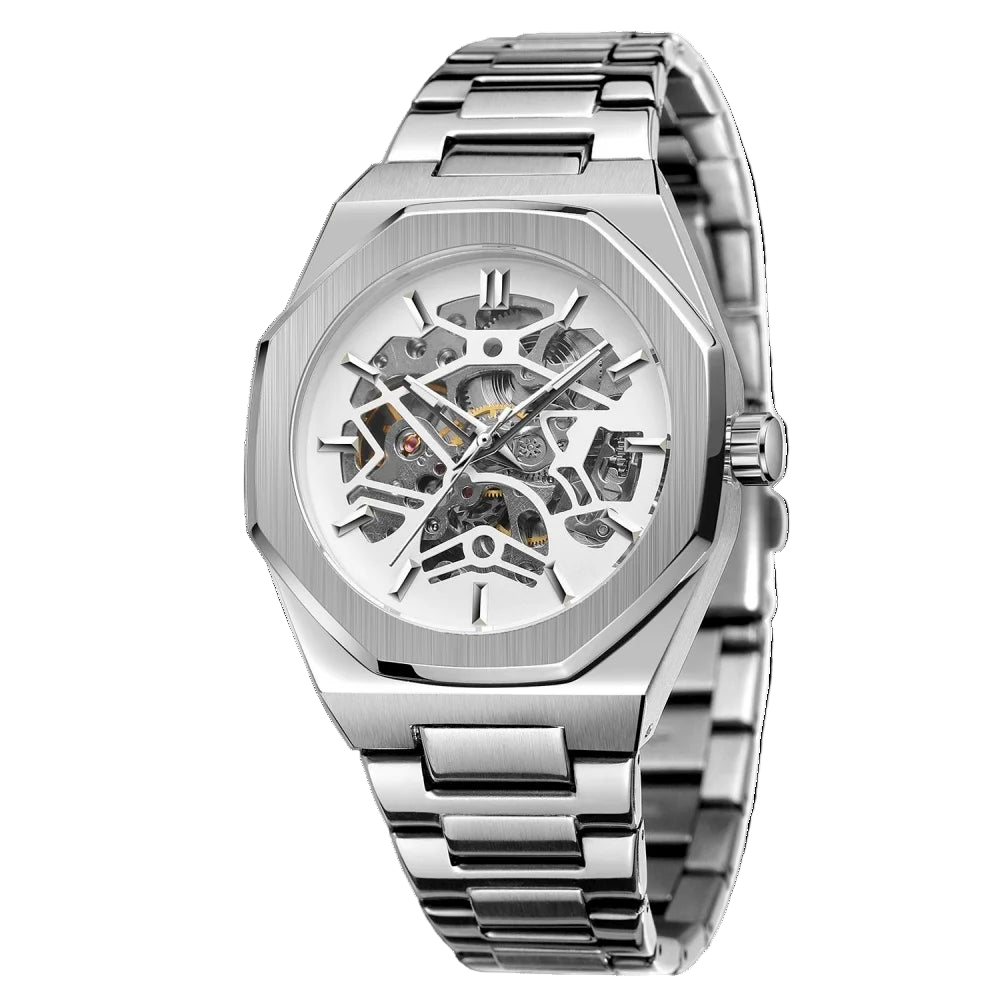 vastara - skeleton luxe automatic business watch for men watch 8 - casual unisex timepiece with stainless steel (USA)