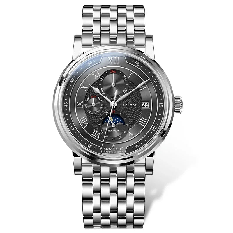 vastara - borman imperium 40mm automatic mechanical moonphase watch watch 16 - casual unisex timepiece with waterproof (USA)