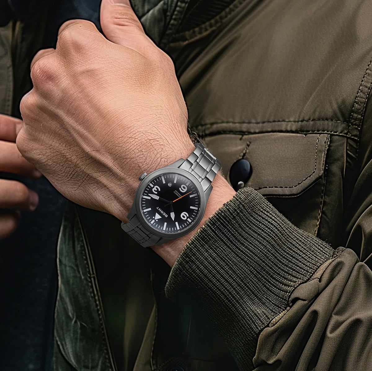 vastara berny pilot titanium sapphire ar coating supper luminous 10bar sport titanium aviation watch 16 - classic unisex