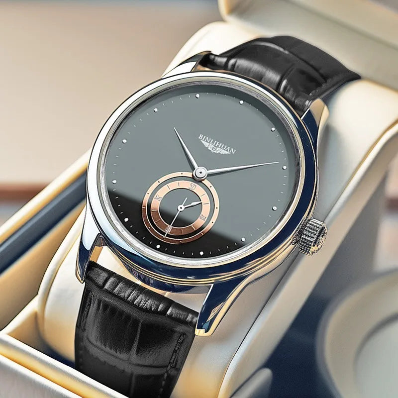 VASTARA vastara business black leather analog es daily valentine's gift graduation gift for school unisex timepiece -