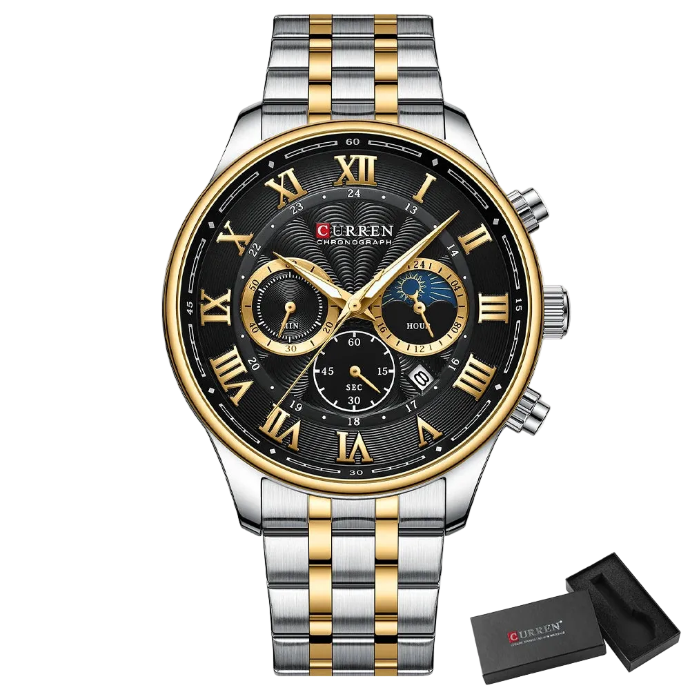 vastara casual business stainless steel bracelet for chronograph roman numeral dial 's watch 28 - casual unisex timepiece