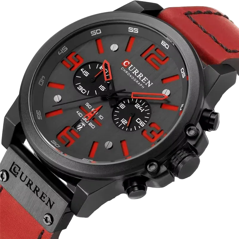 vastara 8314 's sports calendar 's military leather 's clock relogio masculino watch 24 - sports unisex timepiece with