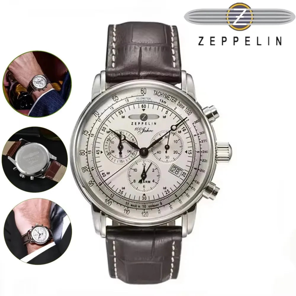 vastara s leather band zeppelin airship business - genuine leather genuine leather - business unisex watch with stainless