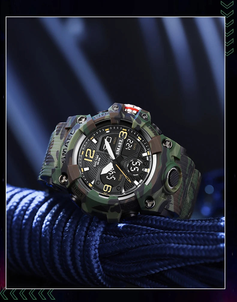 vastara sport military for alarm clock stop led digital back light dual time display 8008 's watch 57 - modern unisex