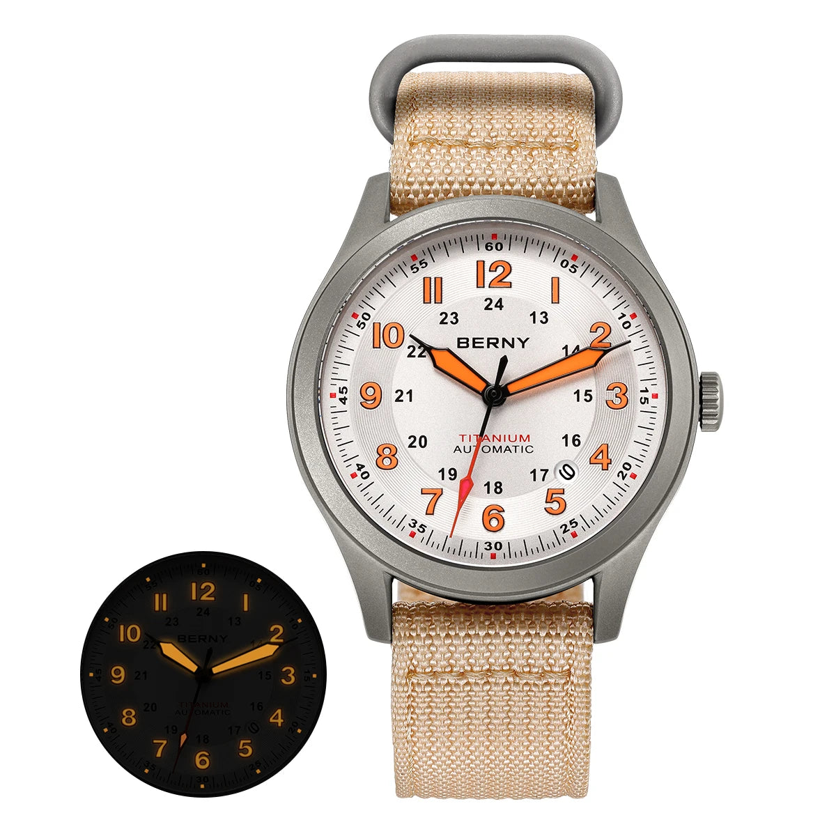 vastara berny full titanium es for sapphire super luminous field pilot date sports easy read watch 43 - sports unisex