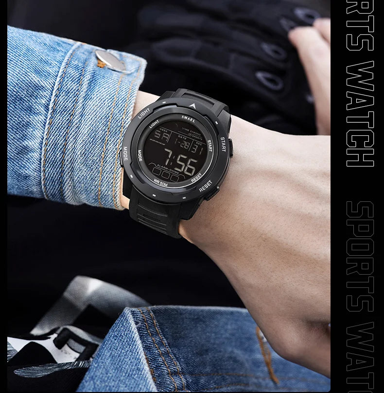 vastara smael 8105 digital es sports led wristes 's 50m digital light stop for watch 22 - sports unisex timepiece with