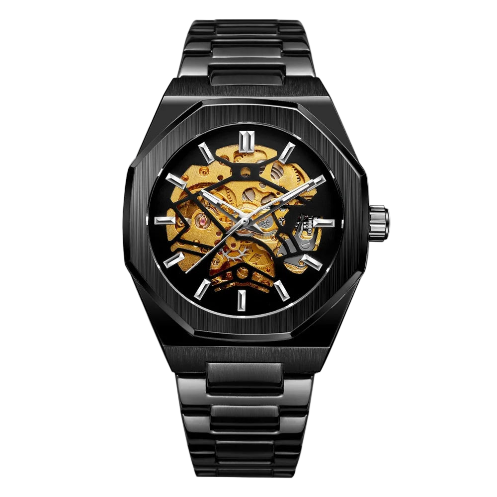 vastara - skeleton luxe automatic business watch for men watch detail - mechanical movement, stainless steel, waterproof