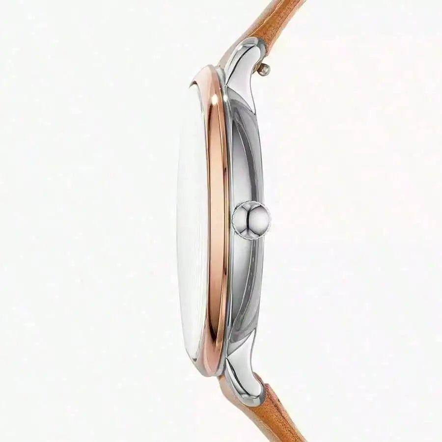 vastara - fossil woman watches brown leather band watch 5 - casual unisex timepiece with stainless steel (USA)