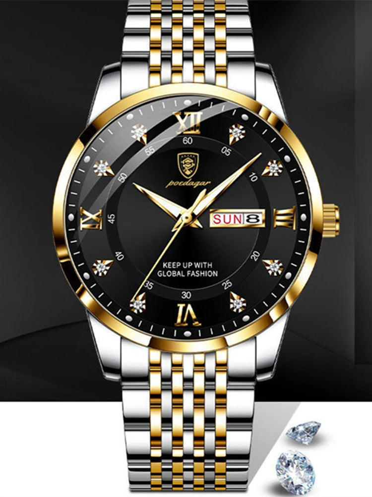 vastara - imperiumedge classic roman quartz men s watch - modern unisex watch with waterproof in neutral stainless steel